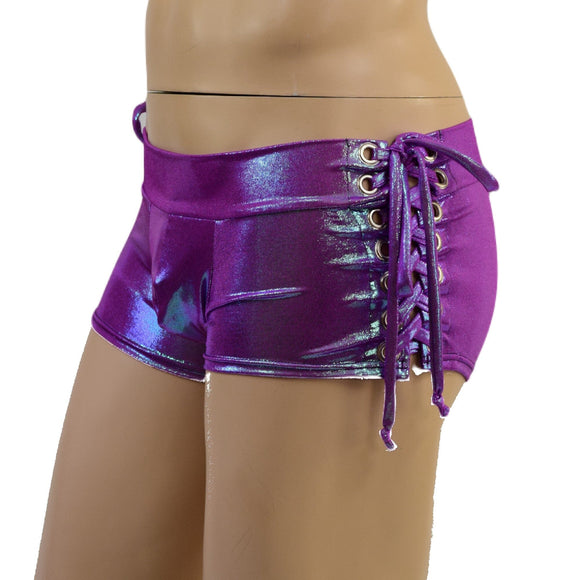 Mens Lowrise Laceup Aruba Shorts in Plumeria - Coquetry Clothing