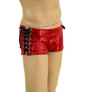 Mens Lowrise Laceup Aruba Shorts in Red Sparkly Jewel - Coquetry Clothing