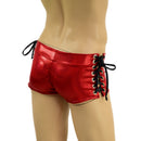 Mens Lowrise Laceup Aruba Shorts in Red Sparkly Jewel - Coquetry Clothing