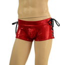 Mens Lowrise Laceup Aruba Shorts in Red Sparkly Jewel - Coquetry Clothing
