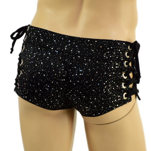Mens Lowrise Laceup Aruba Shorts in Star Noir - Coquetry Clothing