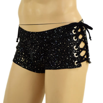 Mens Lowrise Laceup Aruba Shorts in Star Noir - Coquetry Clothing