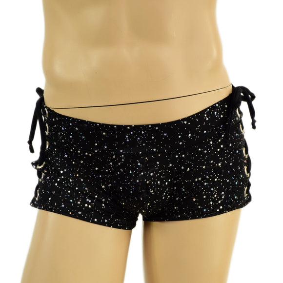 Mens Lowrise Laceup Aruba Shorts in Star Noir - Coquetry Clothing