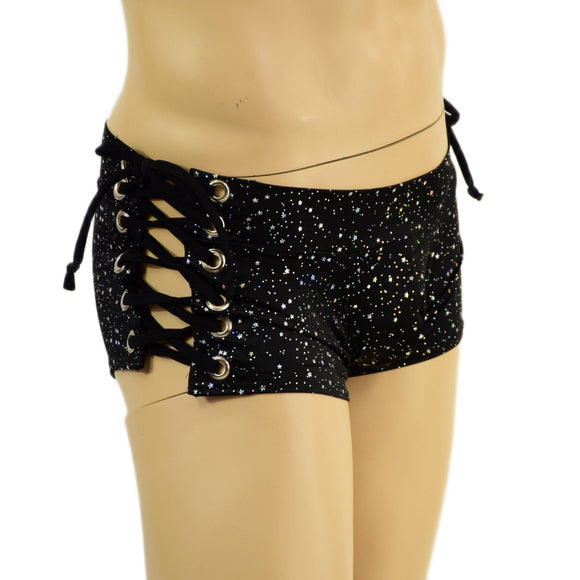 Mens Lowrise Laceup Aruba Shorts in Star Noir - Coquetry Clothing
