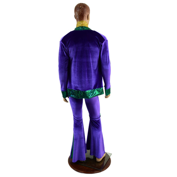 Mens Mardi Gras Side Panel Solar Flares and Not - A - Cardigan Set with Ascot - Coquetry Clothing