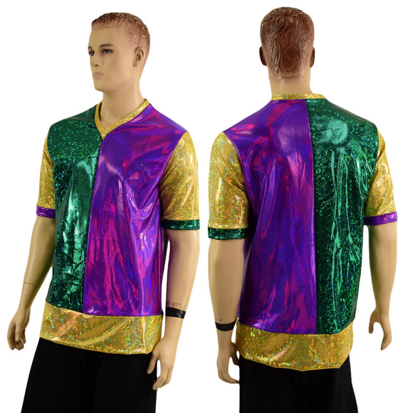 Mens Mardi Gras V Neck Shirt - Coquetry Clothing