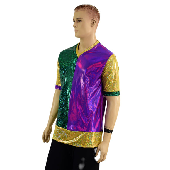 Mens Mardi Gras V Neck Shirt - Coquetry Clothing