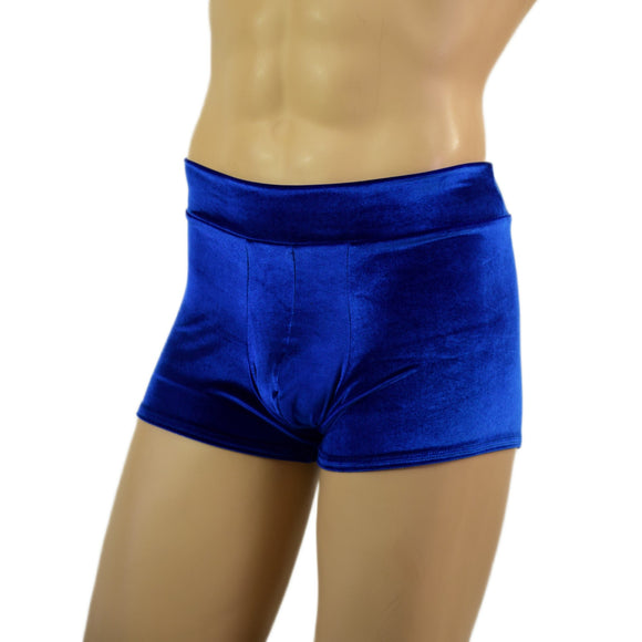 Mens Midrise Aruba Shorts in Sapphire Blue Velvet - Coquetry Clothing
