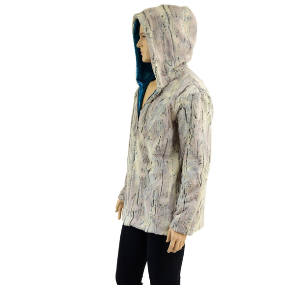 Mens Minky Faux Fur Hooded Jacket - Coquetry Clothing