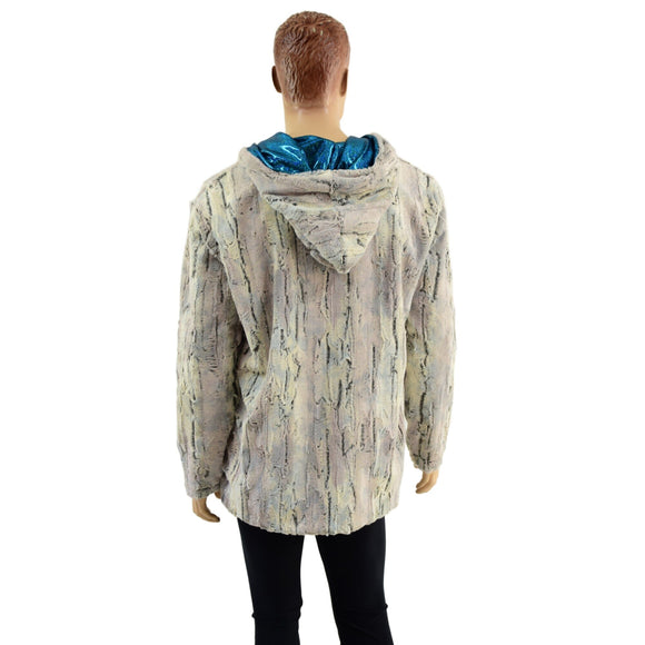 Mens Minky Faux Fur Hooded Jacket - Coquetry Clothing