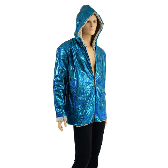 Mens Minky Faux Fur Hooded Jacket - Coquetry Clothing