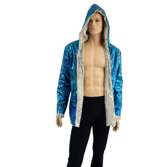 Mens Minky Faux Fur Hooded Jacket - Coquetry Clothing