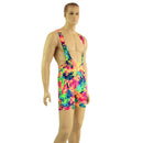 Mens Muscle Cut Y Back Singlet in Acid Splash - Coquetry Clothing
