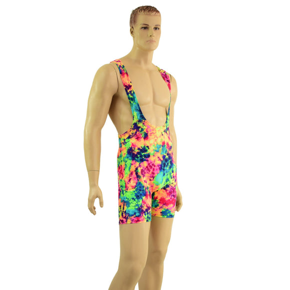 Mens Muscle Cut Y Back Singlet in Acid Splash - Coquetry Clothing