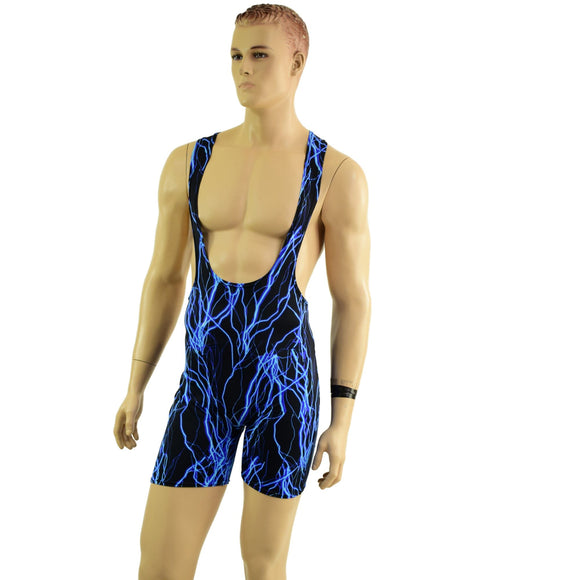Mens Muscle Cut Y Back Singlet in Blue Lightning - Coquetry Clothing