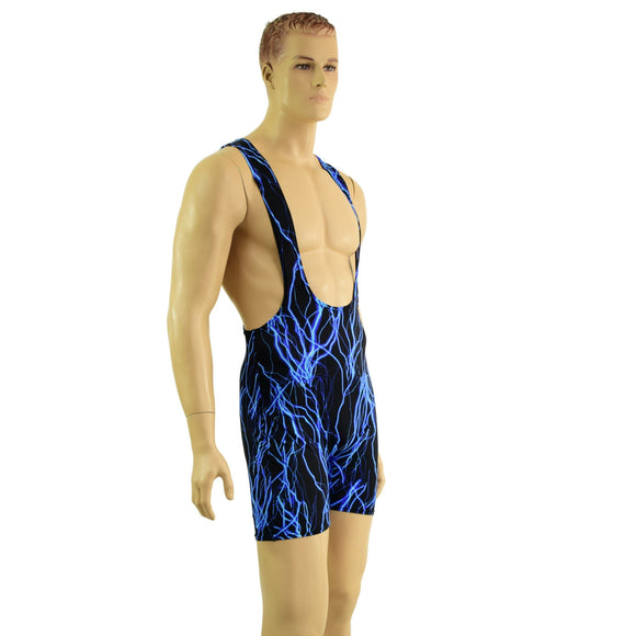 Mens Muscle Cut Y Back Singlet in Blue Lightning - Coquetry Clothing