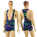 Mens Muscle Cut Y Back Singlet in Neon Melt - Coquetry Clothing