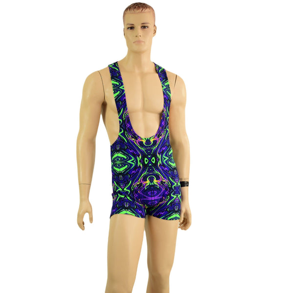 Mens Muscle Cut Y Back Singlet in Neon Melt - 7