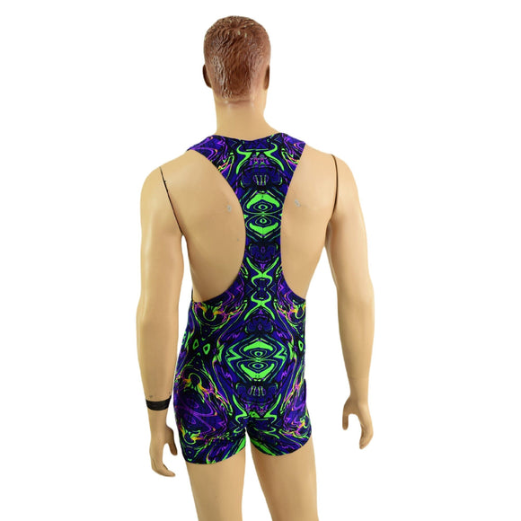 Mens Muscle Cut Y Back Singlet in Neon Melt - Coquetry Clothing