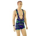 Mens Muscle Cut Y Back Singlet in Neon Melt - 2