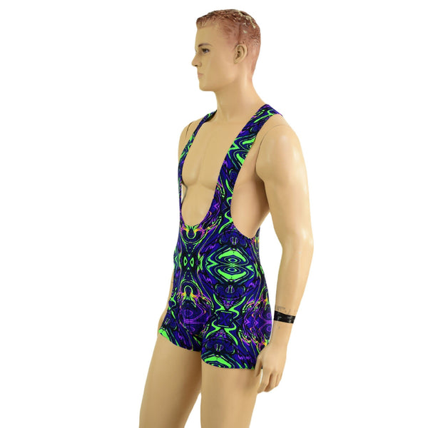 Mens Muscle Cut Y Back Singlet in Neon Melt - 3