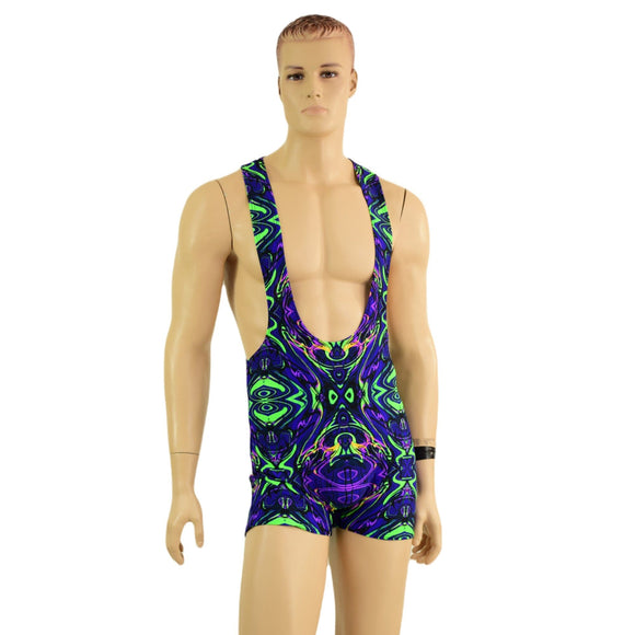 Mens Muscle Cut Y Back Singlet in Neon Melt - Coquetry Clothing