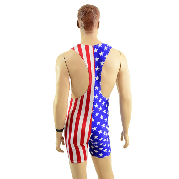 Mens Muscle Cut Y Back Singlet in Stars and Stripes - Coquetry Clothing