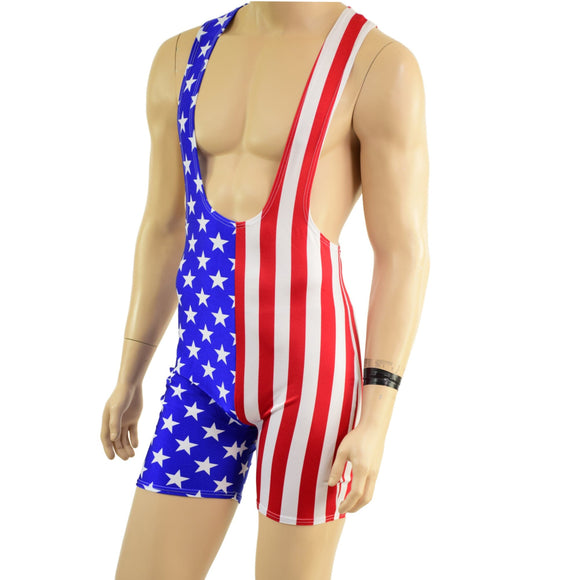 Mens Muscle Cut Y Back Singlet in Stars and Stripes - Coquetry Clothing