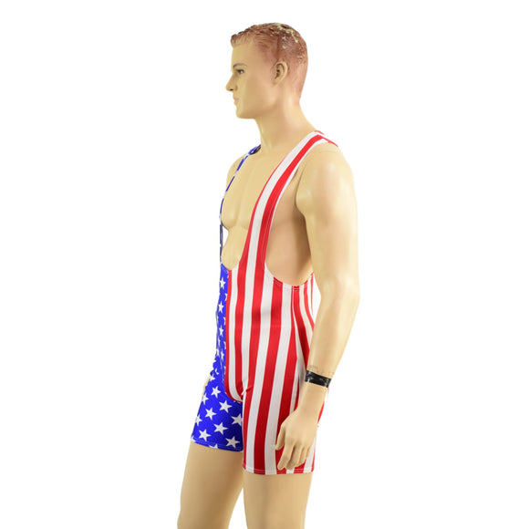 Mens Muscle Cut Y Back Singlet in Stars and Stripes - Coquetry Clothing