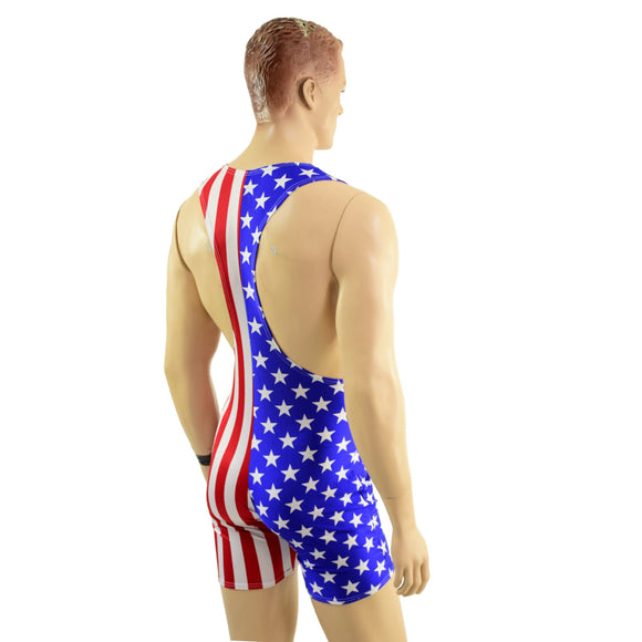 Mens Muscle Cut Y Back Singlet in Stars and Stripes - Coquetry Clothing
