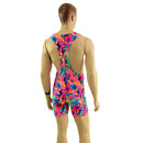 Mens Muscle Cut Y Back Singlet in Tahitian Floral - Coquetry Clothing