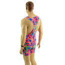 Mens Muscle Cut Y Back Singlet in Tahitian Floral - Coquetry Clothing