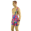 Mens Muscle Cut Y Back Singlet in Tahitian Floral - Coquetry Clothing