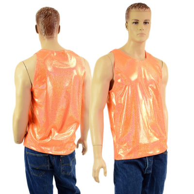 Mens Neon Orange Sparkly Jewel Muscle Tank - Coquetry Clothing