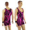 Mens Neon Pink Lightning Singlet Romper - Coquetry Clothing