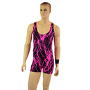 Mens Neon Pink Lightning Singlet Romper - Coquetry Clothing