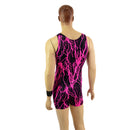 Mens Neon Pink Lightning Singlet Romper - Coquetry Clothing