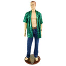 Mens Open Front Nomad Shirt in Green Kaleidoscope - Coquetry Clothing