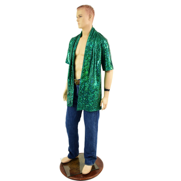 Mens Open Front Nomad Shirt in Green Kaleidoscope - Coquetry Clothing