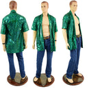 Mens Open Front Nomad Shirt in Green Kaleidoscope - Coquetry Clothing