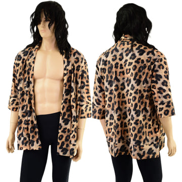 Mens Open Front Nomad Shirt in Leopard Print - Coquetry Clothing