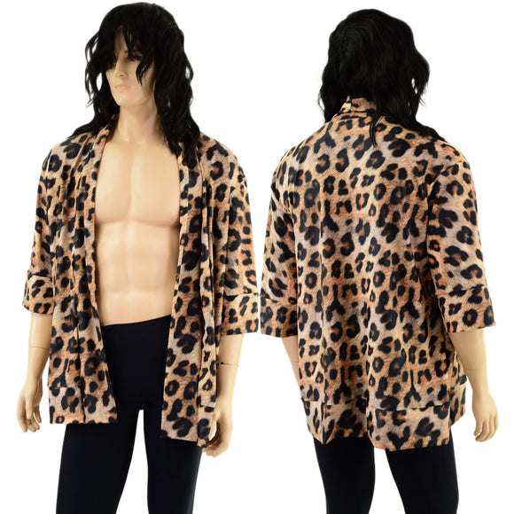 Mens Open Front Nomad Shirt in Leopard Print - Coquetry Clothing