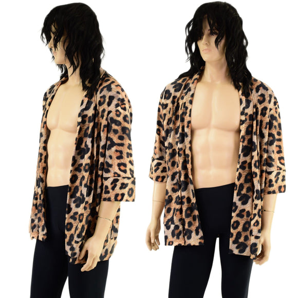 Mens Open Front Nomad Shirt in Leopard Print - Coquetry Clothing