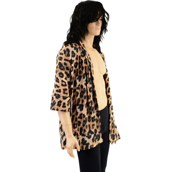 Mens Open Front Nomad Shirt in Leopard Print - Coquetry Clothing