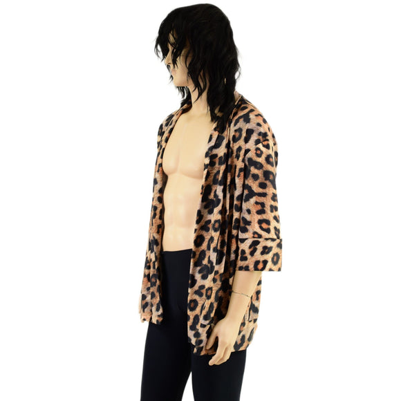 Mens Open Front Nomad Shirt in Leopard Print - Coquetry Clothing