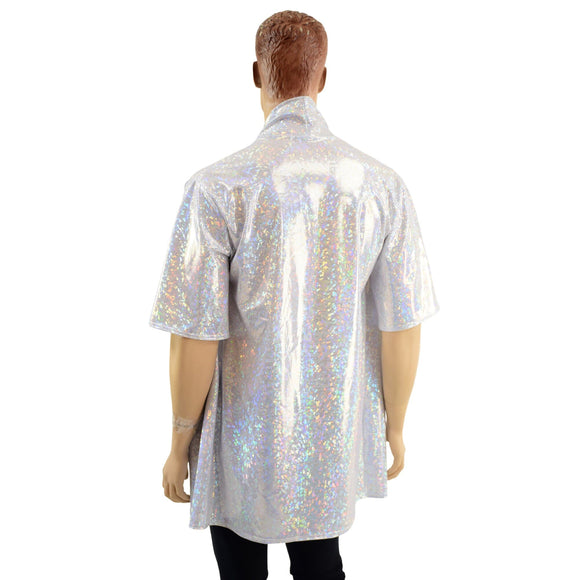 Mens Open Front Nomad Shirt in White Kaleidoscope - Coquetry Clothing