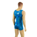 Mens Peacock Blue Singlet Romper - 4