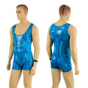 Mens Peacock Blue Singlet Romper - 1
