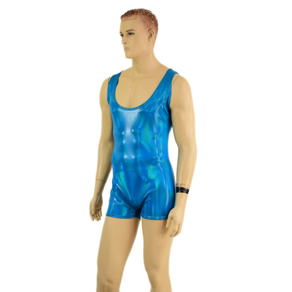 Mens Peacock Blue Singlet Romper - 5
