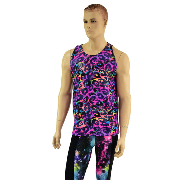 Mens Rainbow Leopard Muscle Shirt - Coquetry Clothing
